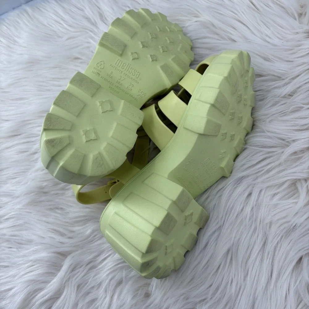 Melissa Megan Platform Fisherman Heels Lime Yellow‎ Size 8